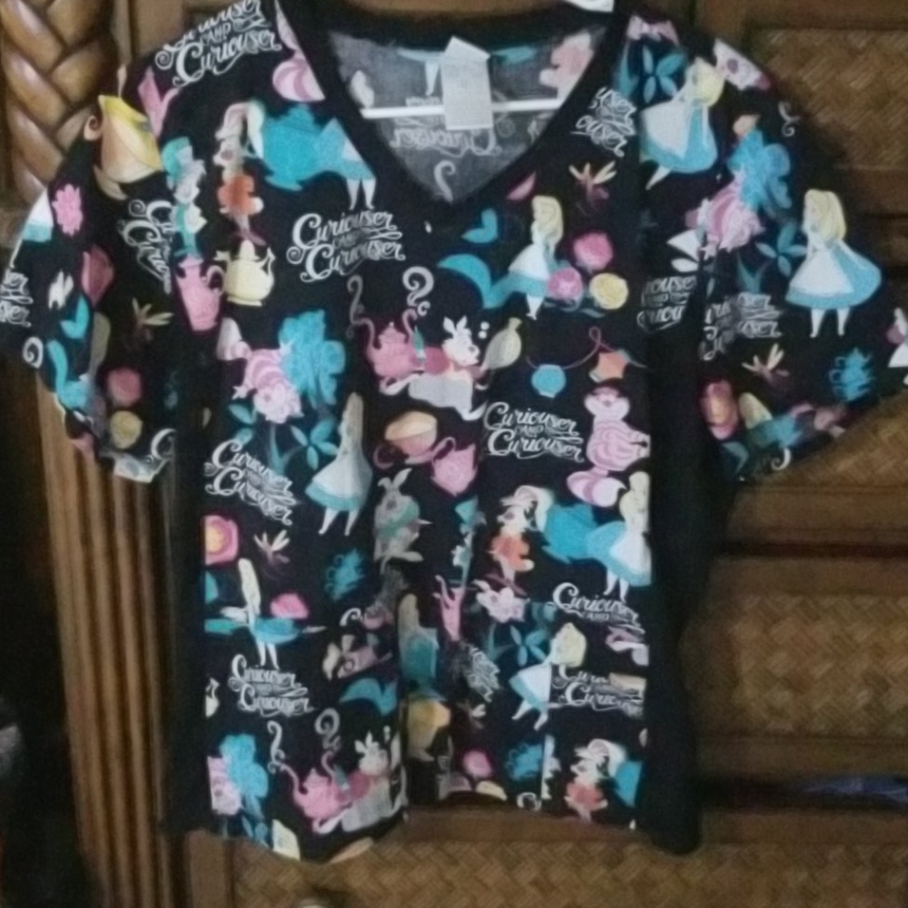 Alice in wonderland scrub top